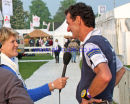 Mark Todd being interviewed by Clare Balding for the BBC